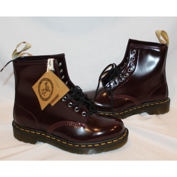 NIB DR. MARTENS Women's Vegan Leather 1460 Boots Cherry Red Oxford Boots - Picture 2 of 9